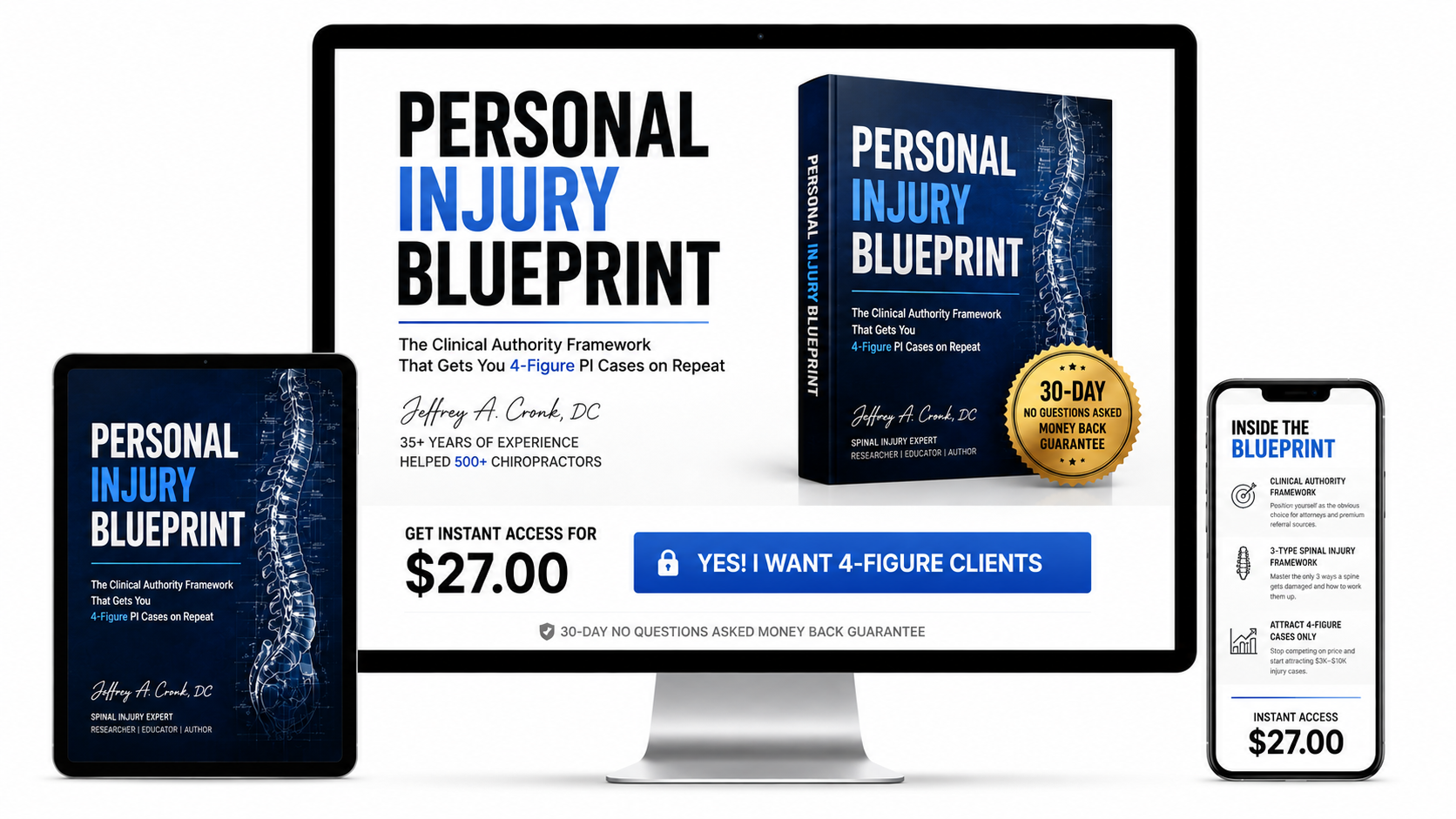 The Personal Injury Blueprint shown on desktop, tablet and mobile